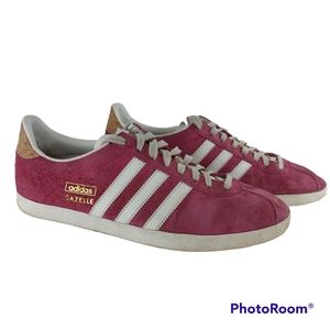 ADIDAS GAZELLE 2014 pink suede leather & cork sneakers trainer size 10